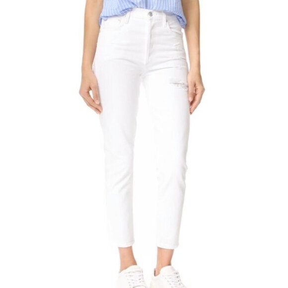 AGOLDE Jamie High Rise Cropped / Ankle Length Button Fly White Distresse… - Picture 2 of 16